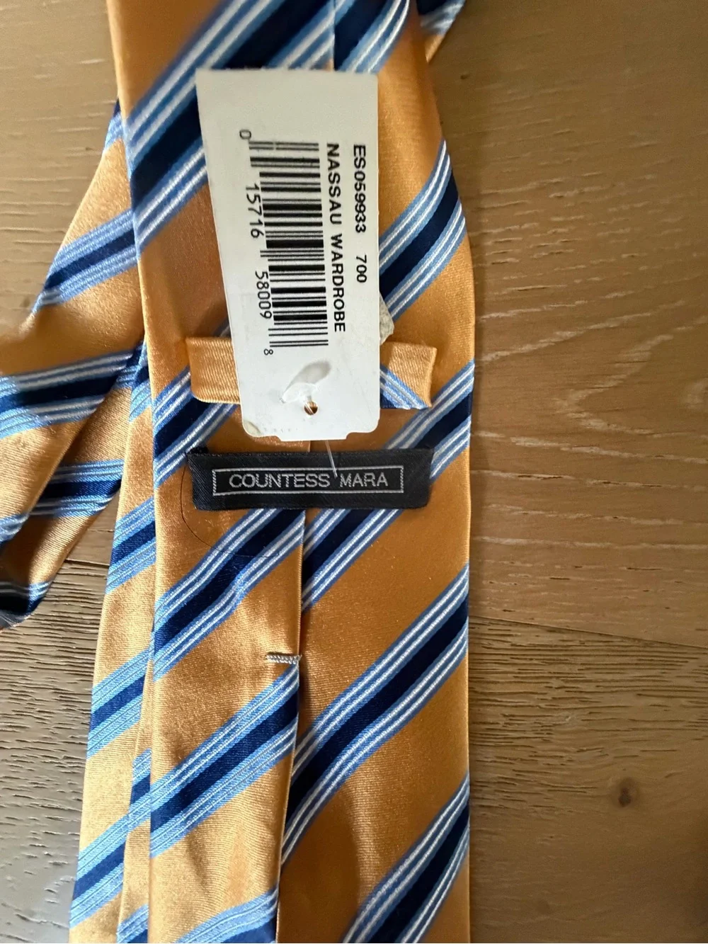 Classic Men's Orange Stripe Silk Tie with Blue Accent NWT